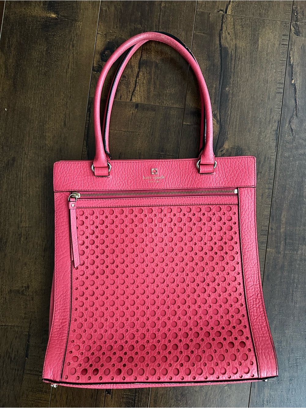 Kate Spade Hot Pink Perforated Leather Tote